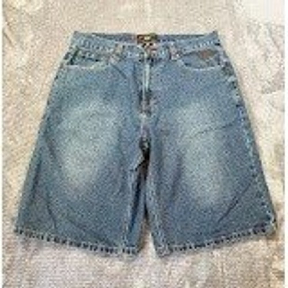 Phat Classics Phat‎ Farm Mens Denim Shorts Blue Baggy Embroidered 34X12 Vintage